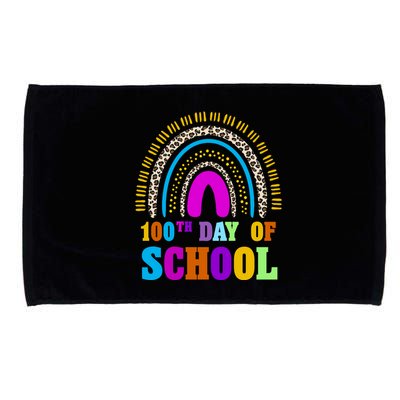 Cute 100th Day Of School Leopard Rainbow Microfiber Hand Towel
