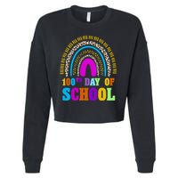Cute 100th Day Of School Leopard Rainbow Cropped Pullover Crew