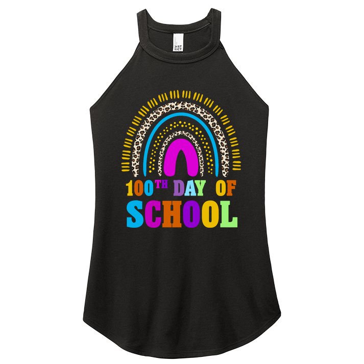 Cute 100th Day Of School Leopard Rainbow Women's Perfect Tri Rocker Tank