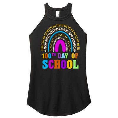 Cute 100th Day Of School Leopard Rainbow Women’s Perfect Tri Rocker Tank