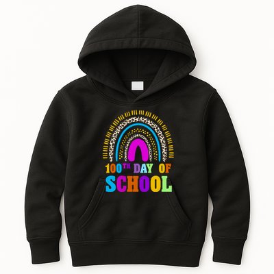 Cute 100th Day Of School Leopard Rainbow Kids Hoodie