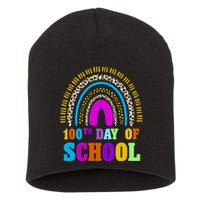 Cute 100th Day Of School Leopard Rainbow Short Acrylic Beanie