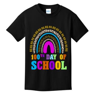 Cute 100th Day Of School Leopard Rainbow Kids T-Shirt