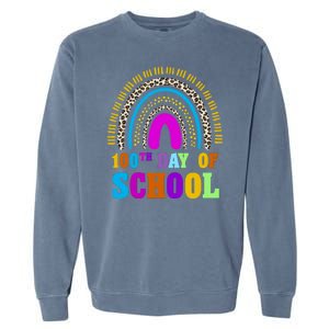 Cute 100th Day Of School Leopard Rainbow Garment-Dyed Sweatshirt