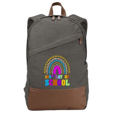 Cute 100th Day Of School Leopard Rainbow Cotton Canvas Backpack