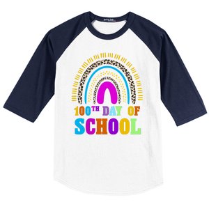 Cute 100th Day Of School Leopard Rainbow Baseball Sleeve Shirt