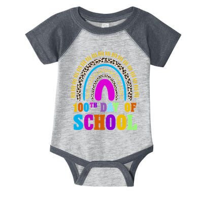 Cute 100th Day Of School Leopard Rainbow Infant Baby Jersey Bodysuit
