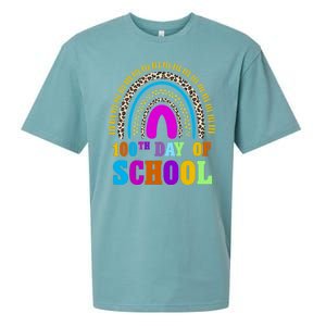 Cute 100th Day Of School Leopard Rainbow Sueded Cloud Jersey T-Shirt