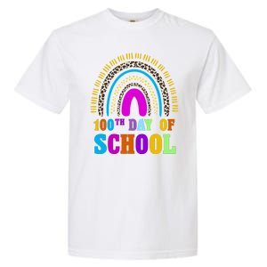 Cute 100th Day Of School Leopard Rainbow Garment-Dyed Heavyweight T-Shirt