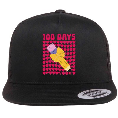 Cute 100 Days Of School 100th Day Of School Girl Flat Bill Trucker Hat