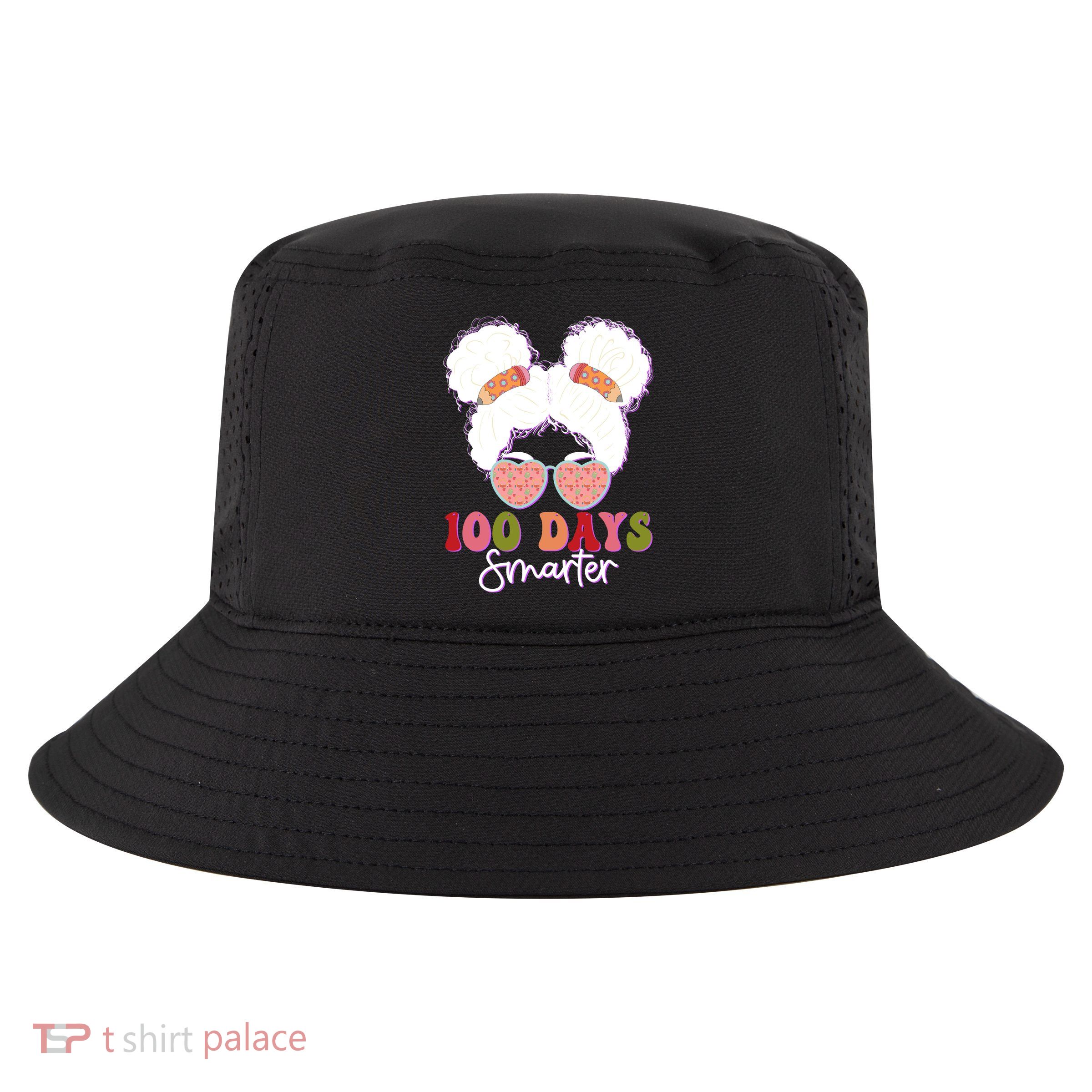 Cute 100 Days Smarter Afro Puff Girl Cool Comfort Performance Bucket Hat