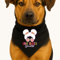 Cute 100 Days Smarter Afro Puff Girl USA-Made Doggie Bandana