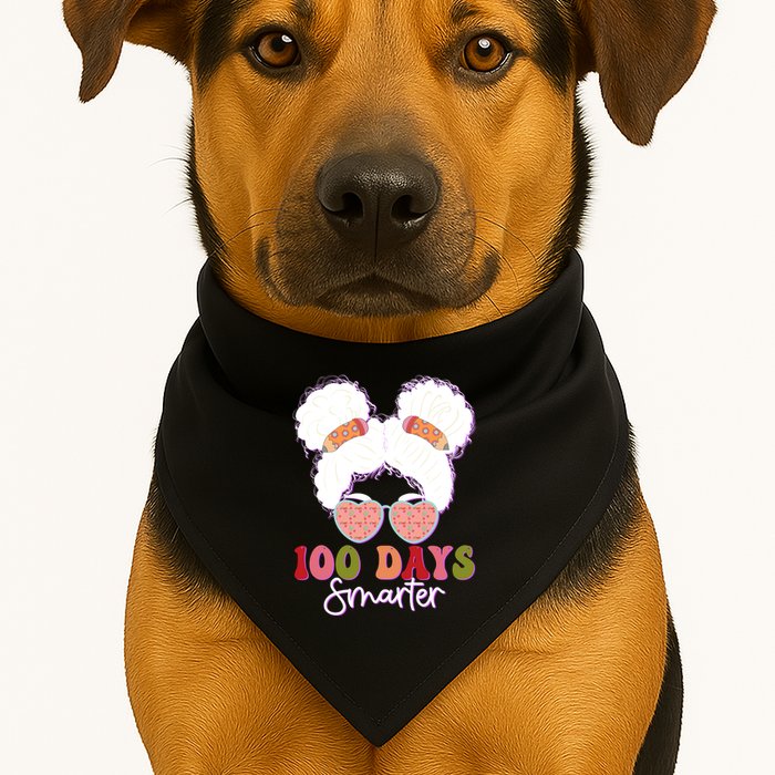 Cute 100 Days Smarter Afro Puff Girl USA-Made Doggie Bandana