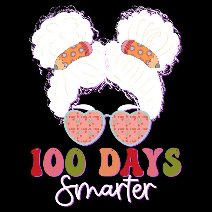Cute 100 Days Smarter Afro Puff Girl USA-Made Doggie Bandana