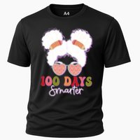 Cute 100 Days Smarter Afro Puff Girl Cooling Performance Crew T-Shirt