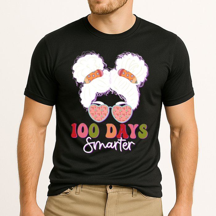 Cute 100 Days Smarter Afro Puff Girl Cooling Performance Crew T-Shirt