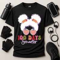 Cute 100 Days Smarter Afro Puff Girl Cooling Performance Crew T-Shirt