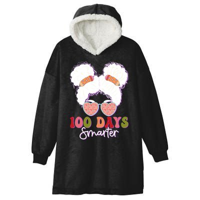 Cute 100 Days Smarter Afro Puff Girl Hooded Wearable Blanket