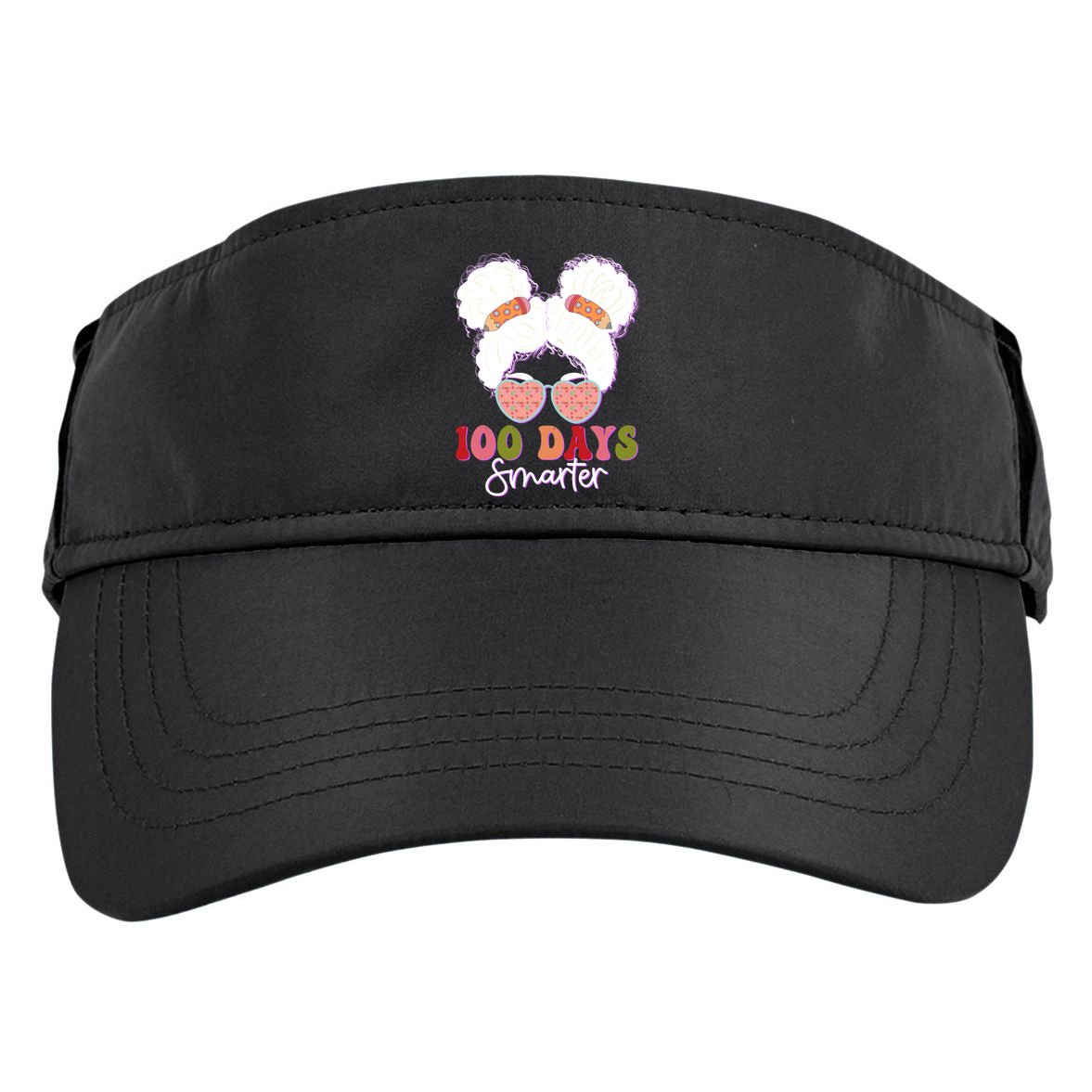 Cute 100 Days Smarter Afro Puff Girl Adult Drive Performance Visor