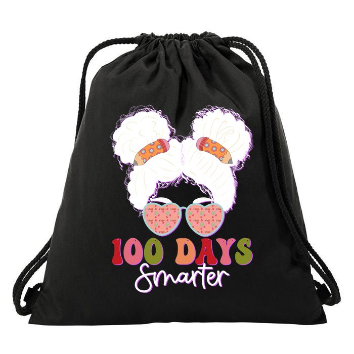 Cute 100 Days Smarter Afro Puff Girl Drawstring Bag