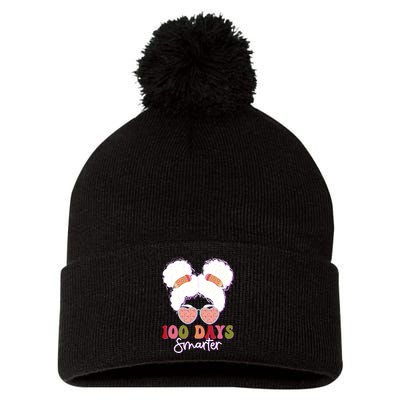 Cute 100 Days Smarter Afro Puff Girl Pom Pom 12in Knit Beanie