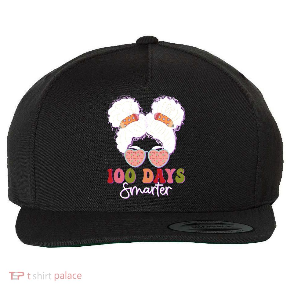 Cute 100 Days Smarter Afro Puff Girl Wool Snapback Cap