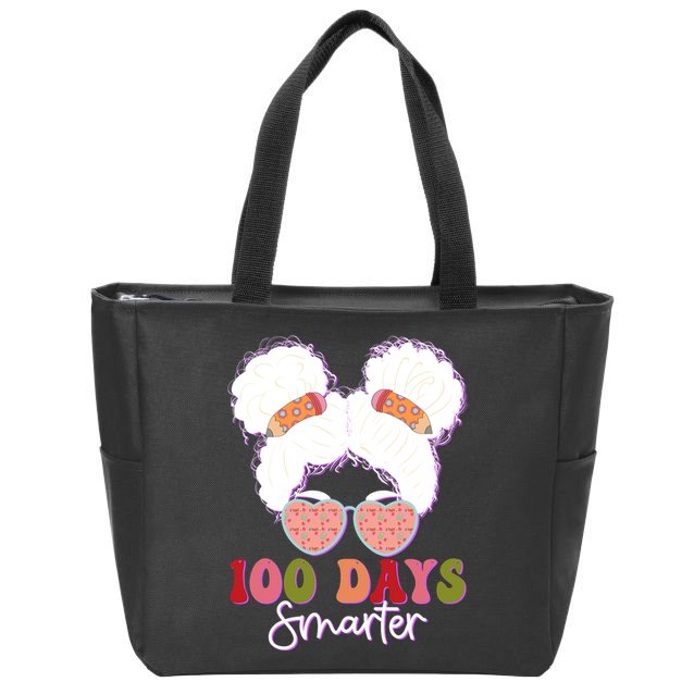 Cute 100 Days Smarter Afro Puff Girl Zip Tote Bag
