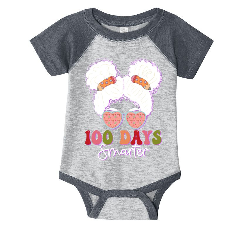 Cute 100 Days Smarter Afro Puff Girl Infant Baby Jersey Bodysuit