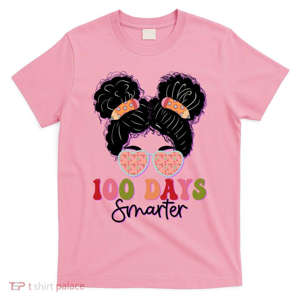 Cute 100 Days Smarter Afro Puff Girl T-Shirt
