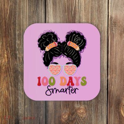 Cute 100 Days Smarter Afro Puff Girl Coaster