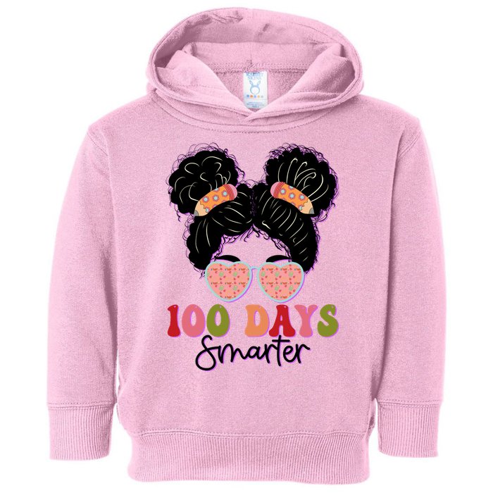 Cute 100 Days Smarter Afro Puff Girl Toddler Hoodie