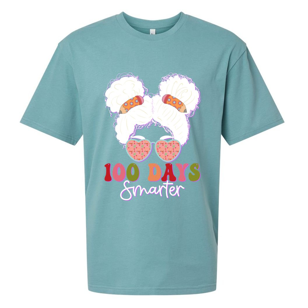 Cute 100 Days Smarter Afro Puff Girl Sueded Cloud Jersey T-Shirt