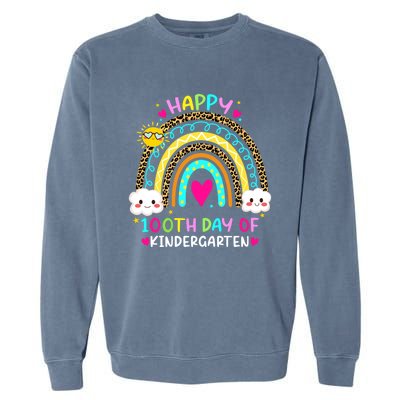 Cute 100th Day Of Kindergarten 100 Days Smarter Rainbow Gift Garment-Dyed Sweatshirt