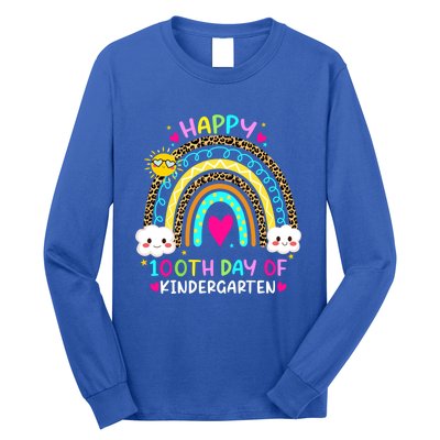 Cute 100th Day Of Kindergarten 100 Days Smarter Rainbow Gift Long Sleeve Shirt