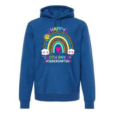 Cute 100th Day Of Kindergarten 100 Days Smarter Rainbow Gift Premium Hoodie