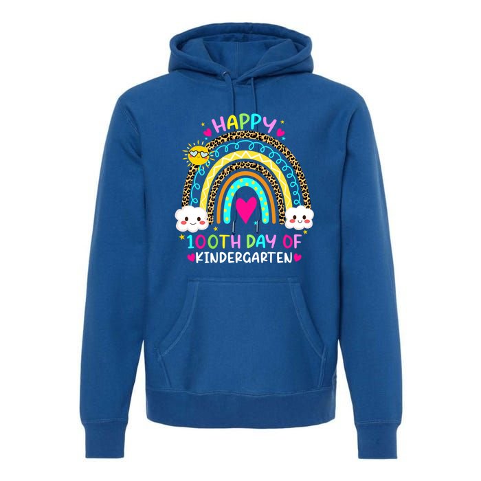 Cute 100th Day Of Kindergarten 100 Days Smarter Rainbow Gift Premium Hoodie