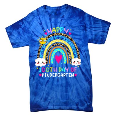 Cute 100th Day Of Kindergarten 100 Days Smarter Rainbow Gift Tie-Dye T-Shirt