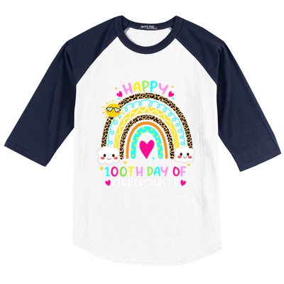 Cute 100th Day Of Kindergarten 100 Days Smarter Rainbow Gift Baseball Sleeve Shirt