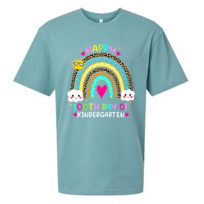 Cute 100th Day Of Kindergarten 100 Days Smarter Rainbow Gift Sueded Cloud Jersey T-Shirt