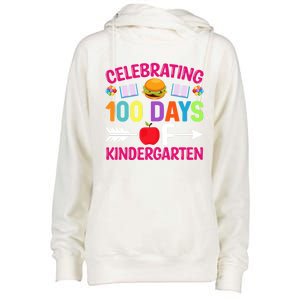 Celebrating 100 Days Of Kindergarten Gift 100th Day Of School Cool Gift Womens Funnel Neck Pullover Hood