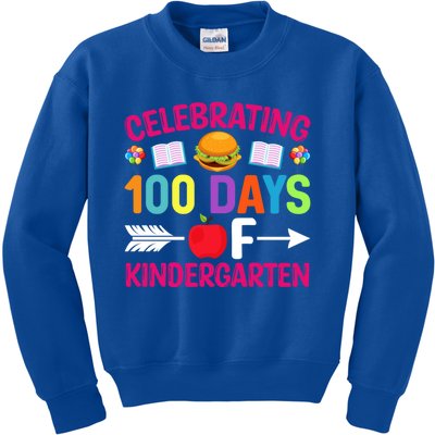 Celebrating 100 Days Of Kindergarten Gift 100th Day Of School Cool Gift Kids Sweatshirt