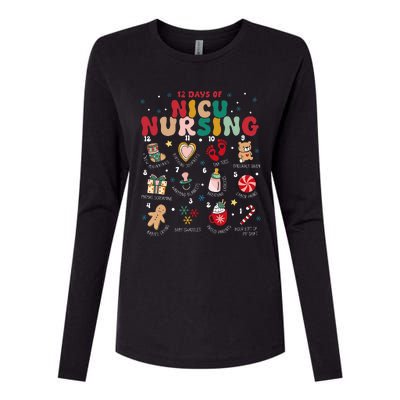 Cute 12 Days of Nicu Unit Nursing Funny Christmas  Womens Cotton Relaxed Long Sleeve T-Shirt