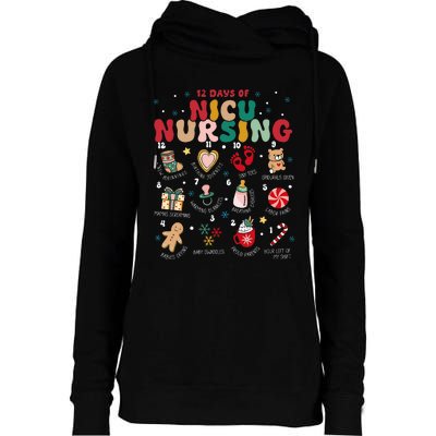 Cute 12 Days of Nicu Unit Nursing Funny Christmas  Womens Funnel Neck Pullover Hood