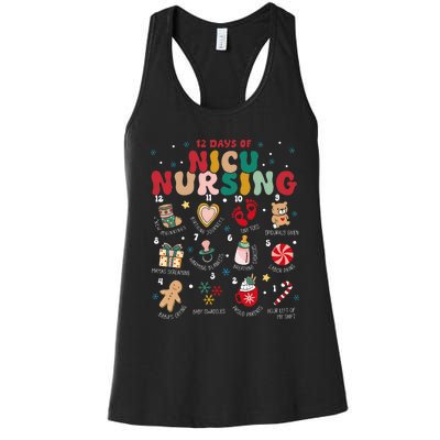 Cute 12 Days of Nicu Unit Nursing Funny Christmas  Women's Racerback Tank