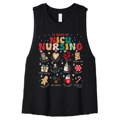 Cute 12 Days of Nicu Unit Nursing Funny Christmas  Women's Racerback Cropped Tank