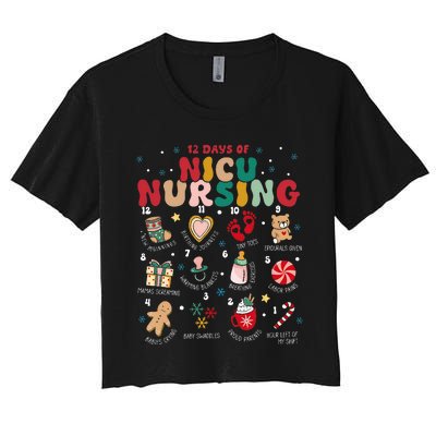 Cute 12 Days of Nicu Unit Nursing Funny Christmas  Women's Crop Top Tee