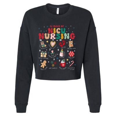 Cute 12 Days of Nicu Unit Nursing Funny Christmas  Cropped Pullover Crew