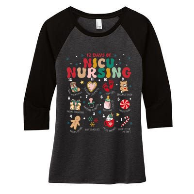 Cute 12 Days of Nicu Unit Nursing Funny Christmas  Women's Tri-Blend 3/4-Sleeve Raglan Shirt