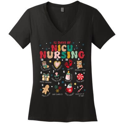 Cute 12 Days of Nicu Unit Nursing Funny Christmas  Women's V-Neck T-Shirt