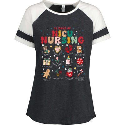 Cute 12 Days of Nicu Unit Nursing Funny Christmas  Enza Ladies Jersey Colorblock Tee